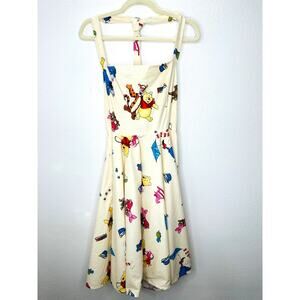 Vintage Cream Winnie The Poo Print Apron Dress Small